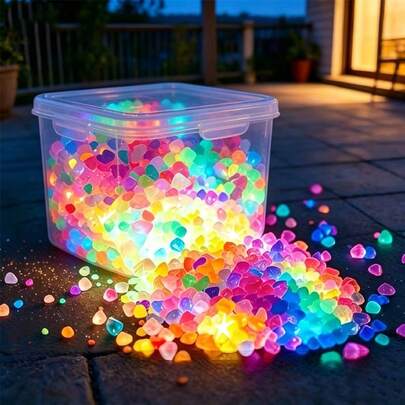 2480pcs Glow-In-The-Dark Landscape Stones, Multi-Color Illuminating Outdoor Stones, Suitable For DIY Garden Borders, Aquariums, Patio Paths, Bonsai Soil Cover, Fish Tanks, Flower Pots, Parties, Miniature Landscapes, Durable Material