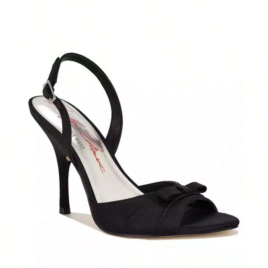 Nine West X Marilyn Monroe Women's Vixxie Stiletto Dress Sandals | | Women Flat Sandals - 黑色緞子 - 查看 1