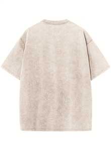 Camiseta de algodón lavado vintage para mujer estampado moderno algodón grueso 220g cuello redondo mangas cortas estilo callejero vintage lavable a máquina uso casual primavera verano camiseta holgada para mujer blusas para mujer camiseta de mujer nacional envio - Albaricoque - Ver 2