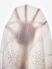 Camisón largo y holgado de estilo bohemio con bordado de ojales para mujeres - Blanco - Ver 7