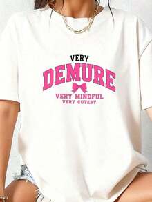 StreetKorean Pink Print T-Shirt For Valentine's Day, Casual For Women-2Graphic Tee - White 4 - View 2