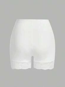 Conjunto de 2 Piezas de Leggings de Encaje en Contraste para Mujer Talla Grande, Verano - Blanco - Ver 4