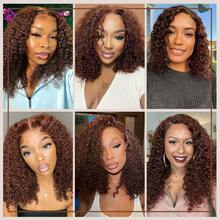 KARLAMI Deep Curly Wig Human Hair 13x4 Wear And Go Glueless Wigs Human Hair Pre Plucked Pre Cut Deep Wave Lace Front Closure Wigs For Women 180 Density Curly Wig Glueless Wear And Go Black 10 12 14 Inch Bob For K Pop, Daily Wear, Parties, Birthdays, Weddings - S4 - View 8