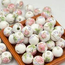 30 Colorful Decorative Beads, Floral Ceramic Beads, Large Hole – Chinese Printed Ceramic Craft Beads. Suitable For Jewelry Making, Ideal For Decorating Necklaces, Bracelets, And Earrings - 30個 - 查看 8