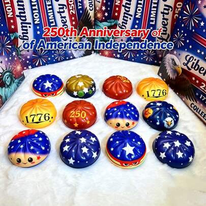 Random Generated US Independence Day Stress-Relieving Steamed Bun Toy, A Creative And Realistic Stress-Relieving Gift.