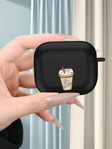 Coffee Cup Print Matte Black For AirPods Case, Compatible With For AirPods 4th/3rd/2nd/1st Generation - Black - View 1