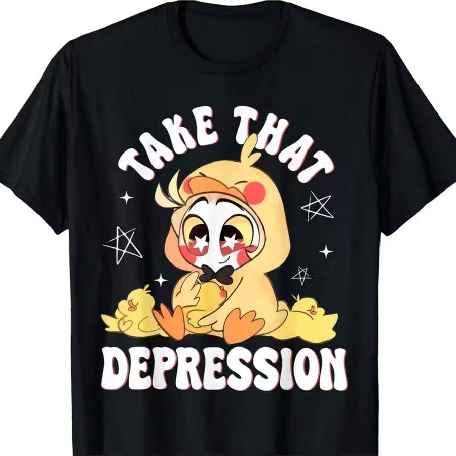 Printed T-Shirt For Men And Women - Black - View 1