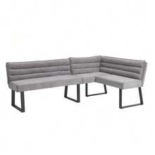 Corner Bench Set, Dining Set, Ideal For Placing In A Corner Of Kitchens And Dining Rooms, Includes A Corner Bench, Two Dining Chairs And A Dining Table, Chenille Fabric, Gray Color + Wood. - Grey - View 9