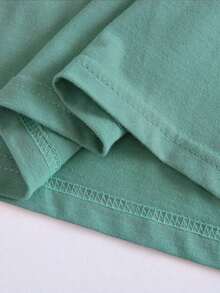 Camiseta casual de mujer de cuello redondo y manga corta con estampado de letras y limones - Agua verde azul - Ver 3