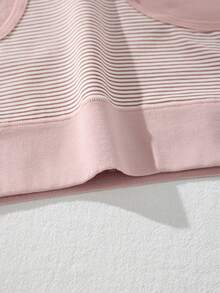 1 chiếc quần lót nữ cạp cao kẻ sọc hồng, chất liệu cotton, kiểu dáng thường ngày, co giãn và thoáng khí. - Hồng - Xem 9