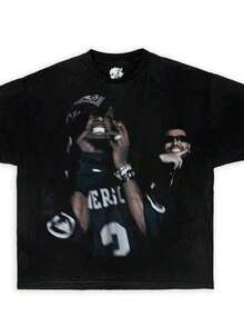 Camiseta Boxy de Streetwear de , Camisetas Y2K - Negro - Ver 1