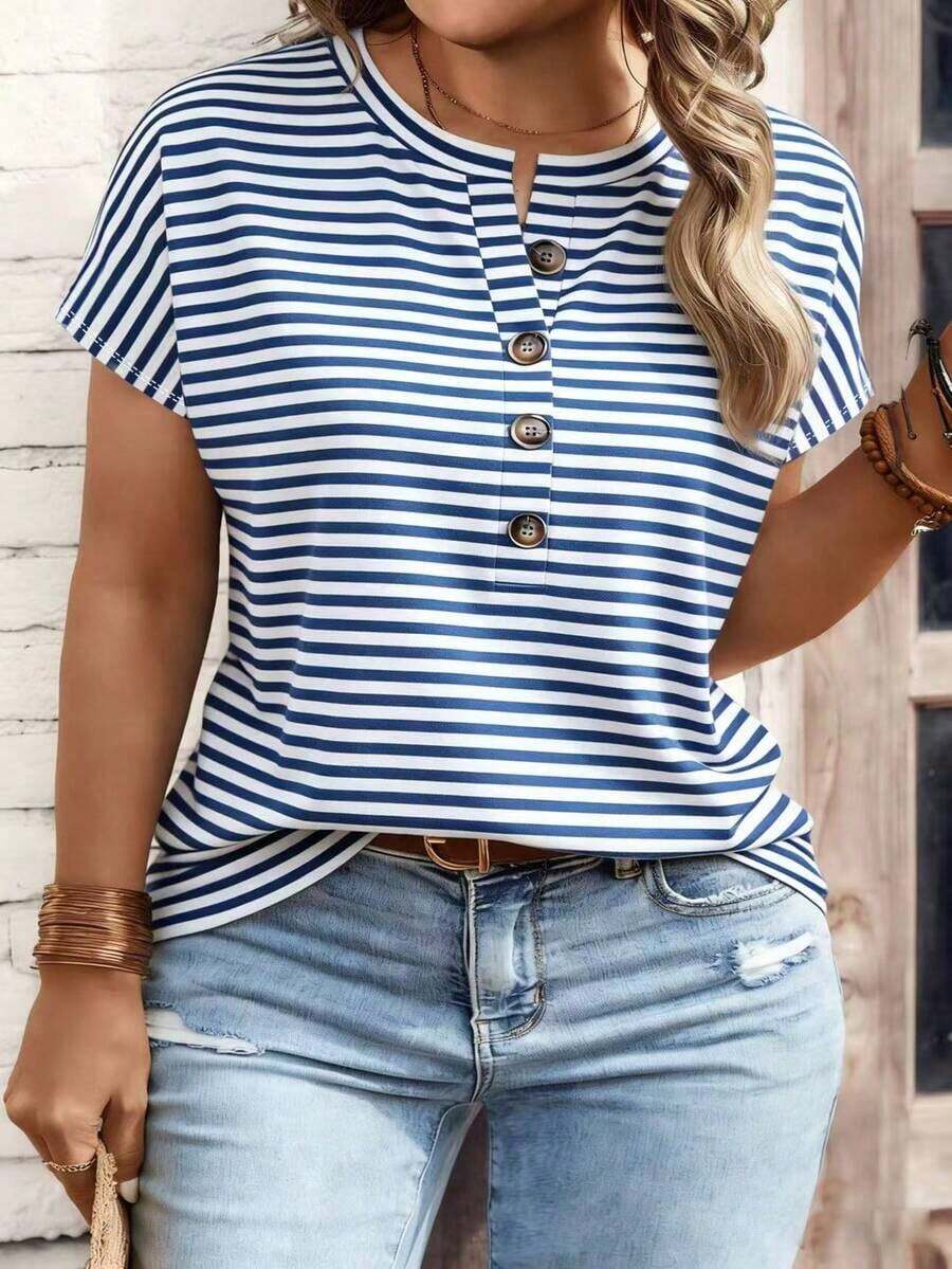 Nueva camiseta de manga corta con cuello en V y estampado de leopardo, talla grande, popular para mujeres en primavera/verano - Multicolor 8 - Ver 1