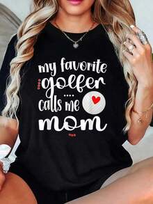 100% cotton Mi Jugador de Golf Favorito Me Llama Mamá Camiseta de Jugadora de Golf para Mujer - Negro - Ver 1