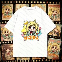 Bocchi The Rock Nijika Ijichi Chibi Print T-Shirt, Casual Short Sleeve HarAJsuku Style Cotton T-Shirt For Men And Women, Streetwear - 款式 - 查看 1