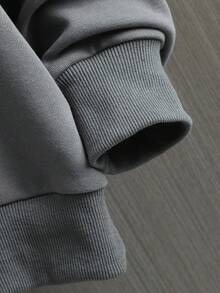 Sudadera con capucha con gráfico de letras y mangas raglán con cordón para hombres, para otoño - Gris Oscuro - Ver 7