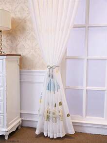 1pc Rod Pocket Kids Curtain, Forest Cabin Design For Boys & Girls, Nursery Bedroom Balcony Sheer Drape - Multicolor - View 8