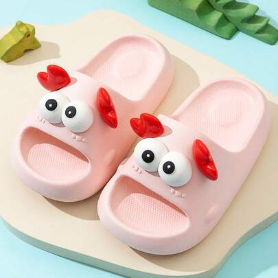 1 Pair Children's Slippers, Cute Cartoon Indoor Home Bathroom Slippers For Boys, Suitable For Spring & Summer