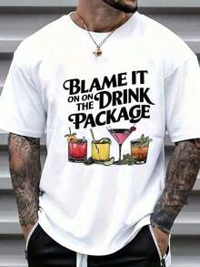 Camiseta Blame It On Drink Package - Camiseta Divertida para Beber, Camiseta Casual de Algodón con Cuello Redondo, Suave, Transpirable para Verano - Fiestas, Vacaciones, Escapadas de Fin de Semana, Barmen, Amantes de los Cócteles, Amigos. 5XUW - Negro - Ver 1