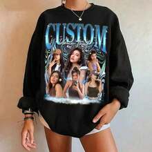 Retro Vintage 90s T-Shirt/Sweatshirt With 6 Personalized Girlfriend Faces, Personalized T-Shirt For Boyfriend's Birthday Gift, Personalized Women's Clothing ETAV - 黑色 - 查看 6