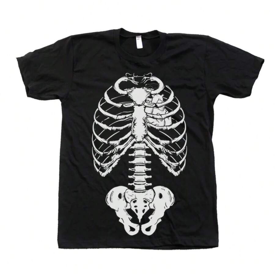 Camiseta de Esqueleto: Divertida Camiseta Gótica para Fiesta de Halloween - alta calidad - Negro - Ver 1