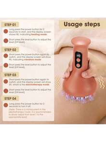 Massaggiatore elettrico per il rilassamento muscolare, dispositivo per massaggio della pelle e strumento per massaggio muscolare, massaggiatore Gua Sha vibrante e riscaldante, adatto per gambe, braccia, fianchi, muscoli e vita, capacità della batteria 1200mAh, perfetto per regali, vacanze e uso domestico - Multicolore - Visualizzare 8