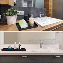 Bandeja de cambiador para lavabo de baño, bandeja de baño grande de resina, organizador rectangular de perfumes, bandeja decorativa para cambiador, encimera, sala de estar, cocina - negro - Ver 8