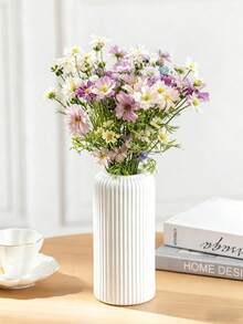 白色塑料花瓶，1个装，桌面装饰花瓶，阳台装饰花瓶，易于清洁，可重复使用，不易碎PP材质，适用于婚礼、派对、餐桌、酒店、节日装饰、卧室装饰，也是送给女士、母亲节、生日的礼物。 - 白色 - 查看 5