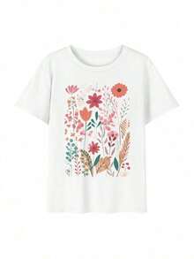 Camiseta de manga corta de moda para primavera y verano de 2026, hecha en México, 180 gramos. Estampado de dibujos animados, modelo de pareja, apta para uso interior o exterior. Cuello redondo, unisex, ideal para oficina y ocio. Paquete de una pieza. - Blanco - Ver 3