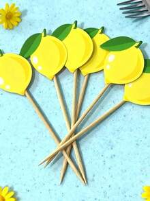 20 piezas de decoraciones de pastel con forma de limón, decoración de pastel con frutas de limón realistas de verano, disponibles en múltiples colores y estilos, adecuado para postres de té de la tarde o bandejas de frutas, perfecto para la decoración de la mesa de fiestas y reuniones - Varios estilos - Ver 7