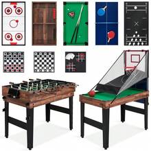 Combo Game Table Set For Home, Game Room, Friends Amp Family W Ping Pong, Foosball, Basketball, Air Hockey, Archery, Chess, Che - Walnut-13-in-1 - View 1