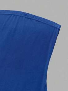 Vestido de tubo de color liso con abertura alta para ropa de Año Nuevo, minivestido corto para mujer - azul real - Ver 4