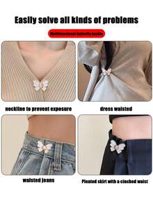 Butterfly-Shaped Waist-Cinching Button, Detachable, Nail-Free, Sewing-Free, Waist-Cinching Button For Jeans, Perfect For Altering Larger Waists . - Multicolor - View 4