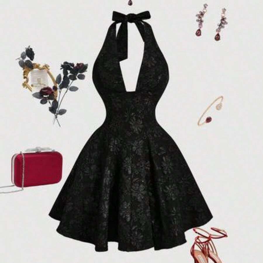 Women Midi Dresses - Black - View 1