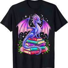 Camiseta de gusano de libros de lectura de fantasía dragón - Negro - Ver 1