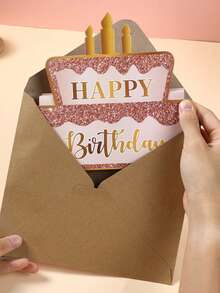 一套黑金生日快樂摺疊鈔票卡與信封、粉金生日蛋糕圖案摺疊鈔票卡,生日派對驚喜現金禮物,週年紀念裝飾摺疊鈔票卡,生日派對裝飾 - 均碼 - 查看 9