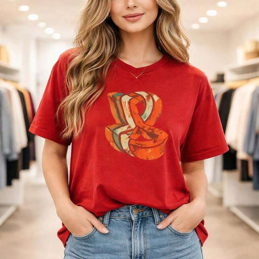 Camiseta de algodón con estampado gráfico para mujer, talla grande, M-5XL, estampado vintage con el símbolo de la paz, manga corta, corte holgado informal, camiseta suave y cómoda, color, diseño retro de los años 70, apta para tallas grandes, tela de algodón transpirable, top para uso diario, adecuado para primavera, verano y otoño. - Rojo - Ver 1