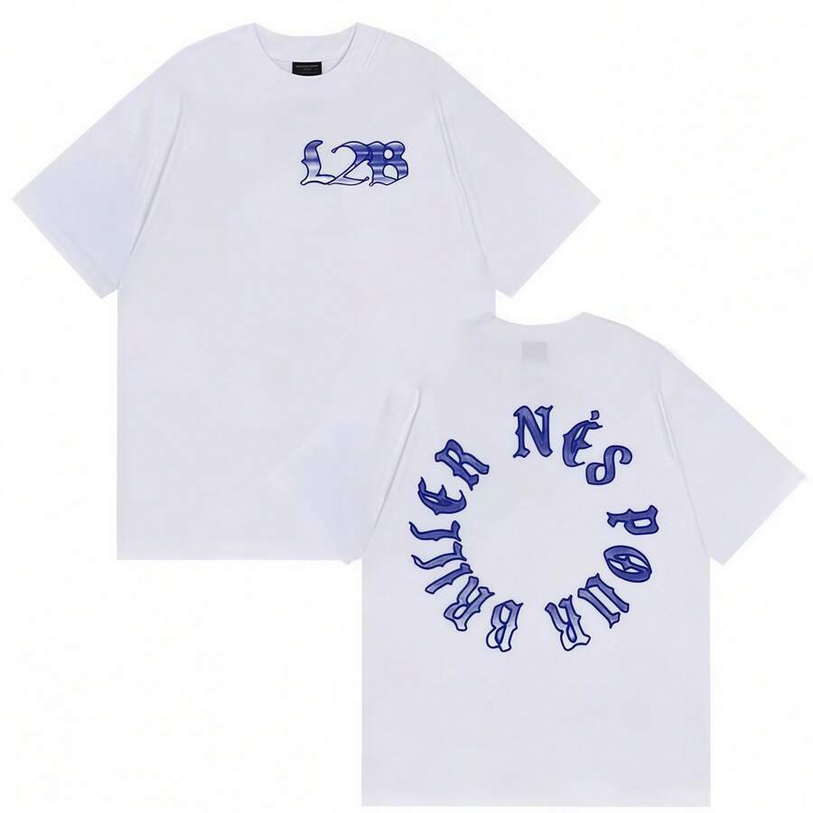 T-Shirts mit dem Albumdruck 2026 von Rapper Nes Pour Briller L2B, Retro-Pop-Mode-T-Shirt für Männer, Kurzarm, 100% Baumwolle, Urban-Kleidung - Weiss - Übersicht 1