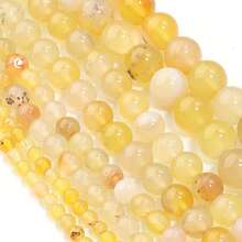 1pc Natural Stone Beads, Yellow Striped Agate Round Beads 4/6/8/10mm, Natural Stone Beads Suitable For DIY Bracelets, Necklaces, Phone Charms, Jewelry Making - Yellow Striped Agate - View 5