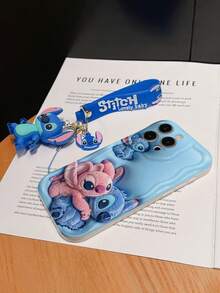 Disney Lilo And Stitch Phone Case : 3D Fluffy Pattern Border Protector Phone Soft Phone Case With A Free Cute Stitch Bracelet Chain Lanyard, Stitch, Lilo, Angel, For Apple 17 Promax 17 Pro 16 15 14 13 12 11 Pro Max XS Max X XR Soft Cover Summer Phone Case - trắng - Xem 6
