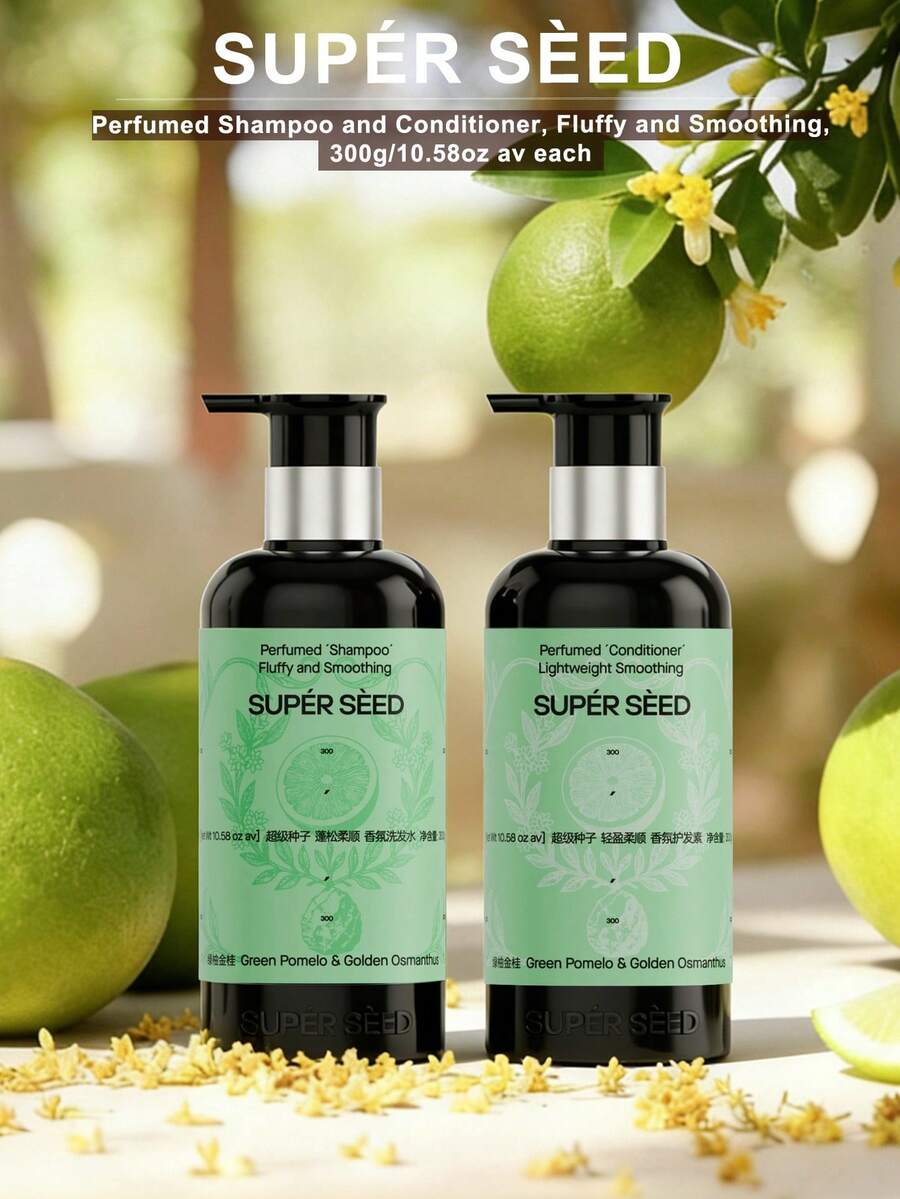 SUPER SEED 青柚金桂花香型洗发水和护发素,蓬松柔顺,每瓶300毫升/10.14液盎司。滋养头皮和发根,增强普通发质的光泽和浓密度,提供保湿护理,适合所有发质。 - 洗髮+護髮素 - 查看 1