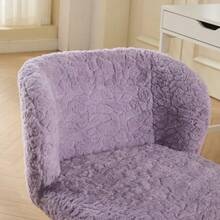 Girls' Faux Rabbit Fur Office Chair, Swivel Vanity Chair, Cute And Fluffy, Adjustable, With Quiet And Colorful Casters, Soft Padded Office Chair For Bedroom, Office And Dorm Room, Cream, Beige - 紫色 - 查看 9