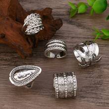 3/5/6/8pcs/Set Bohemian Vintage Exaggerated Ring Set, Random Style Assortment - Antique Silver - View 13