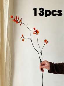 4/7/13pcs Artificial Ficus Leaves, Long Stem - Ideal For Flower Arranging, Home & Office Decor - Can Be Used As Vase Filler And Bouquet Accent - Perfect For Home Decor, Office Decor And Mother's Day Gift.Simulation Short Branch Small Autumn Leaf - Multicolor - View 13