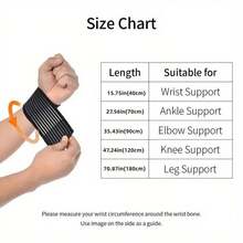 High Elastic Compression Bandage, Sports Muscle Tape, Suitable For Ankle, Wrist, Knee, Calf, Thigh, Providing 39.98-179.98cm Wrap Support - Black - View 5