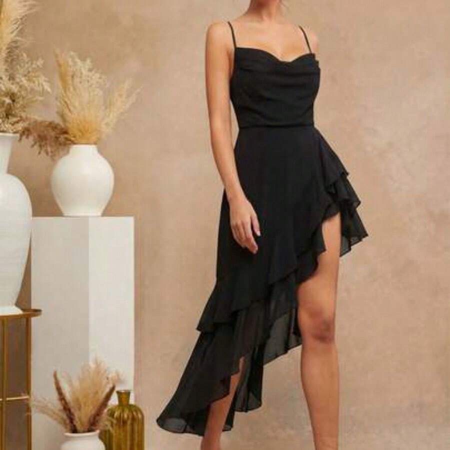 Women Midi Dresses - Black - View 1