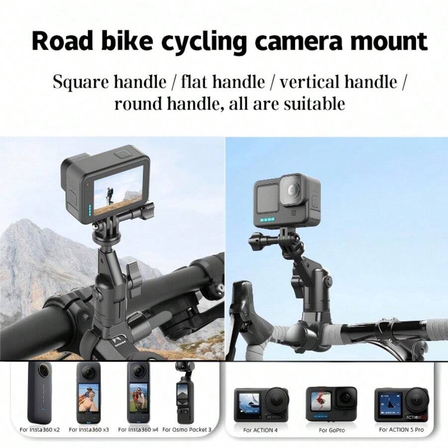 Giá đỡ xe đạp xoay 360 độ dành cho camera hành trình, camera gắn trên xe, phụ kiện xe đạp và xe máy, phù hợp với dòng Insta360/ Series/Pocket Series/Action Series và các camera thể thao khác có lỗ vít 1/4".