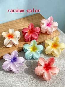 7 piezas Clips para el cabello con flores de color degradado, estilo de moda casual para primavera y verano, accesorios para viajes y uso diario, regalo lindo y grande - Multicolor - Ver 3