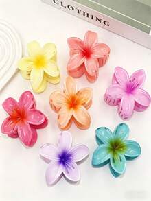 7 piezas Clips para el cabello con flores de color degradado, estilo de moda casual para primavera y verano, accesorios para viajes y uso diario, regalo lindo y grande - Multicolor - Ver 4