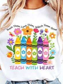 Camiseta de Mujer con Estampado de Moda - Blanco - Ver 2