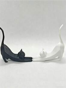 1個/2個 白色與黑色 3D列印貓咪造型戒指架，適用於婚戒、生日禮物、辦公室裝飾，女性珠寶展示與收納的理想選擇 | 極簡風格戒指架 | 可愛桌面裝飾戒指架 - 彩色 - 查看 7